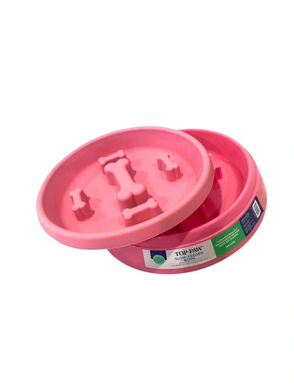 Top Paw 2 in 1 Slow Feeder Dog Bowl in Pink